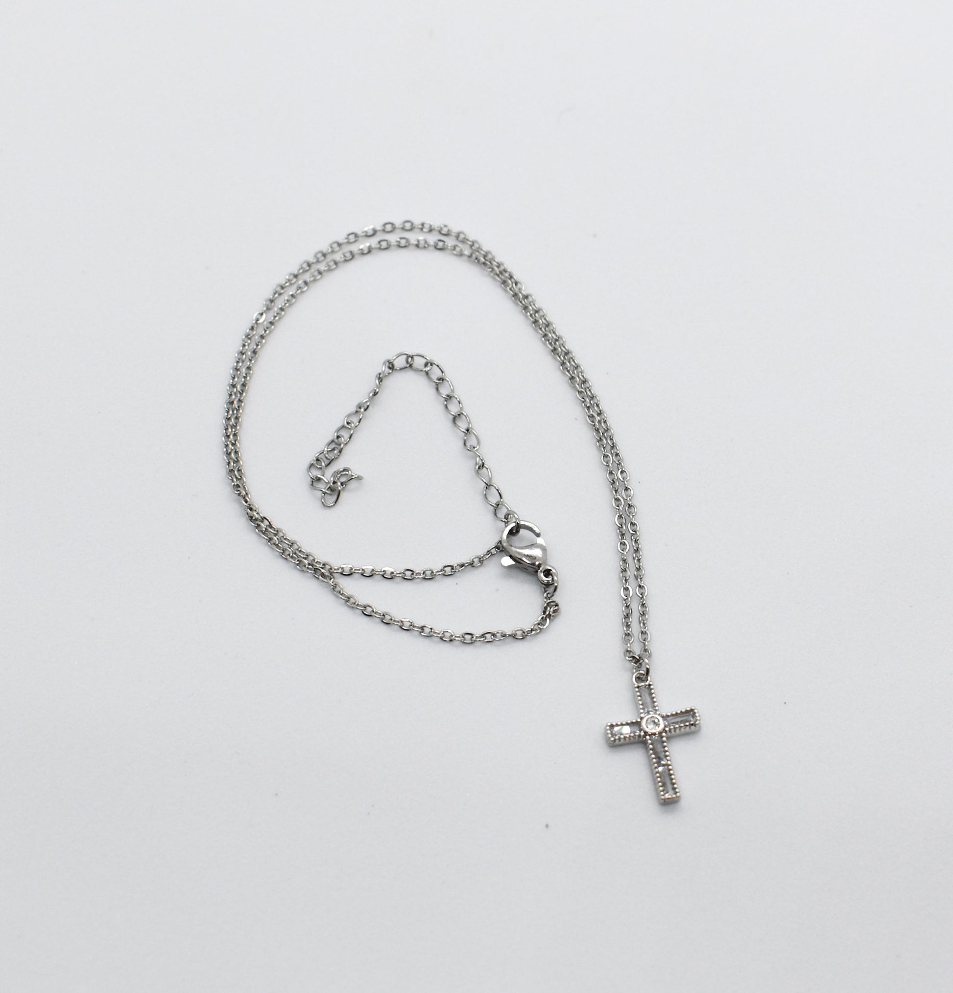 Dainty cross silver necklace