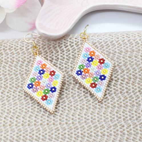 Diamond Shaped Floral Earrings