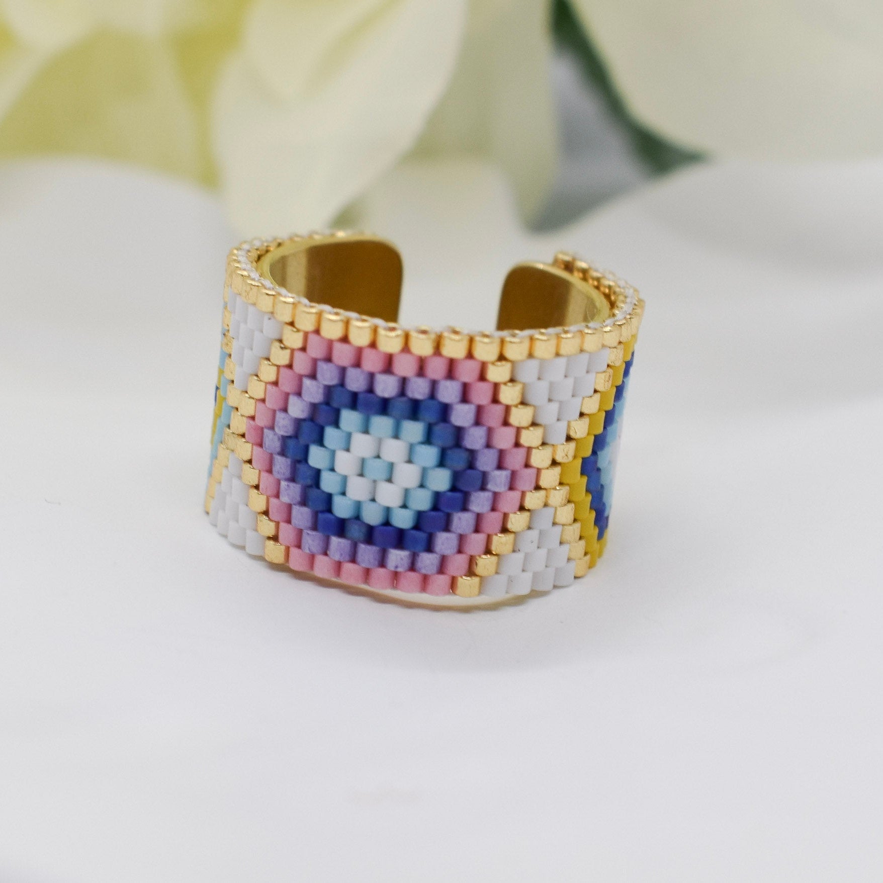 Evil eye Miyuki ring