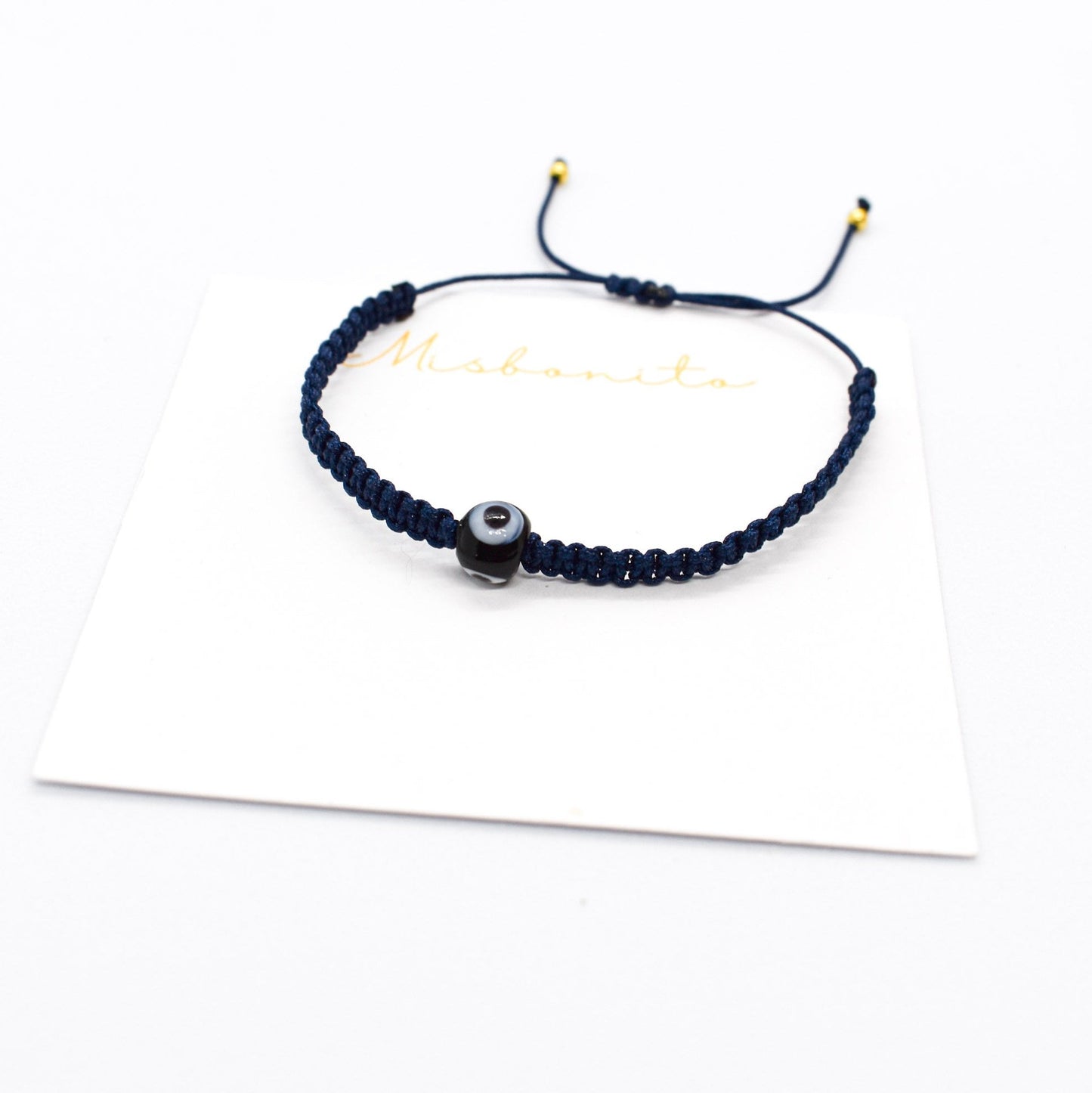 Evil eye blue macrame bracelet