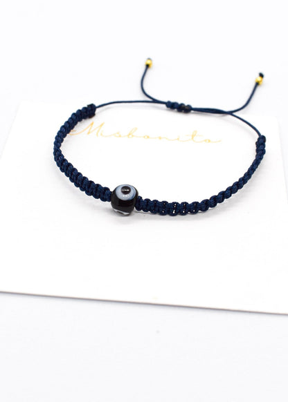 Evil eye blue macrame bracelet