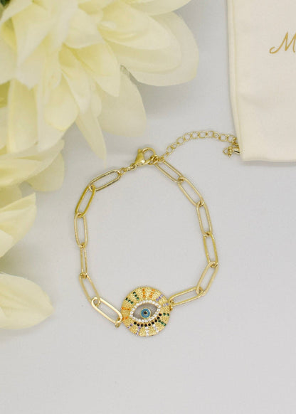 Evil eye paperclip bracelet