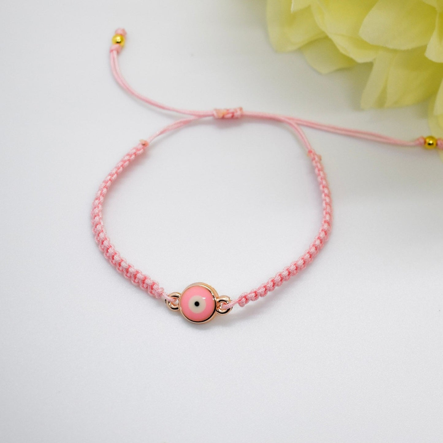 Evil eye pink macrame