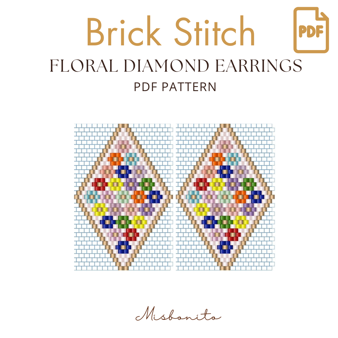 PDF DIAMOND SHAPED FLORAL EARRINGS DIGITAL DOWNLOAD