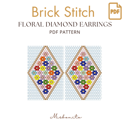 PDF DIAMOND SHAPED FLORAL EARRINGS DIGITAL DOWNLOAD