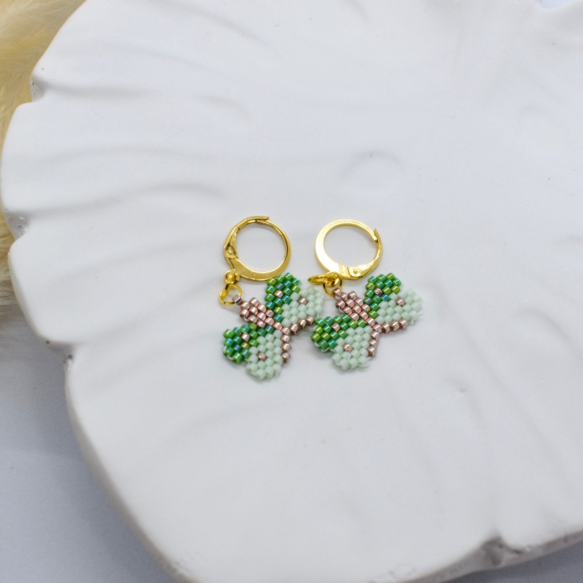 Green butterfly earrings