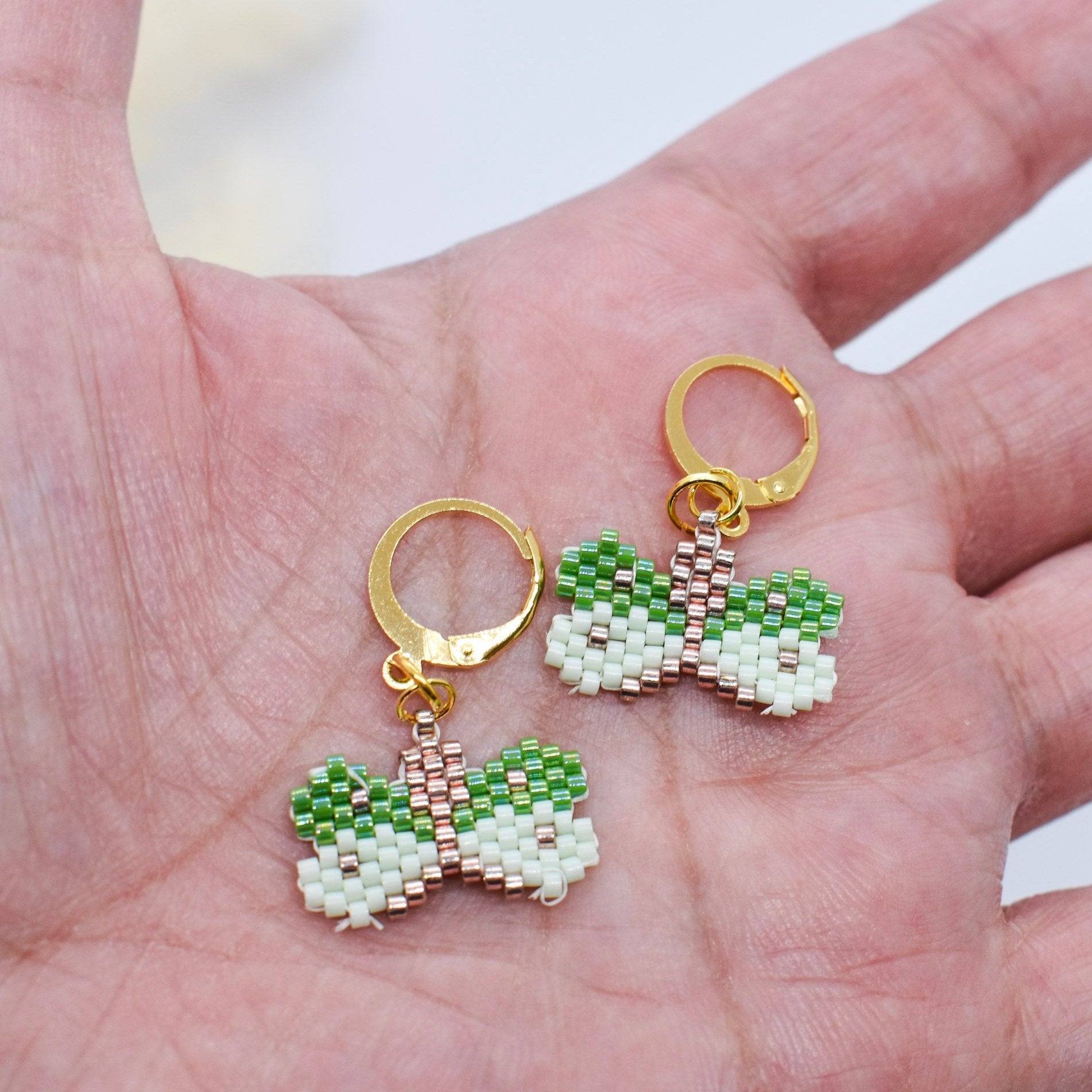 Green butterfly earrings ss hoops