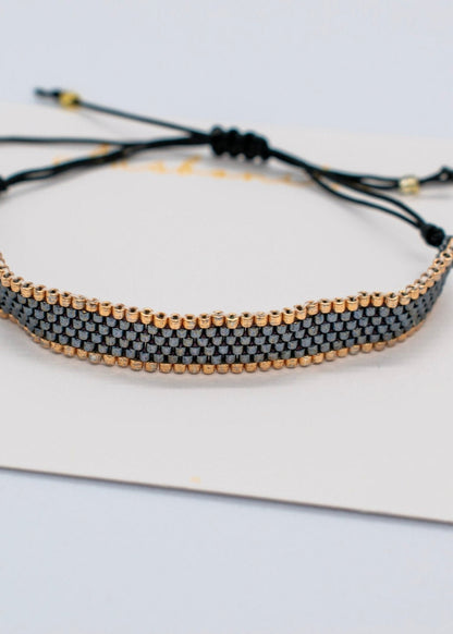 Miyuki bar bracelet black