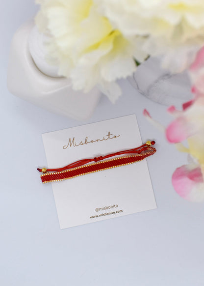 Miyuki beaded bar braceletd reds