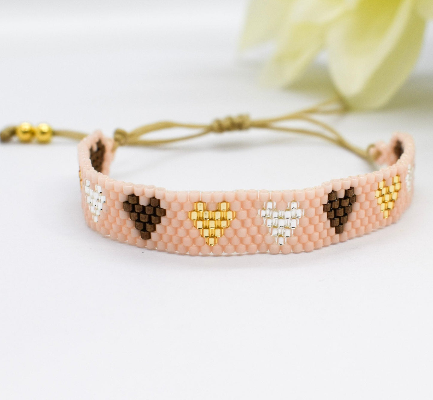 Miyuki heart beige bracelet