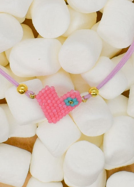 Tiny Pink Heart Beaded Bracelet