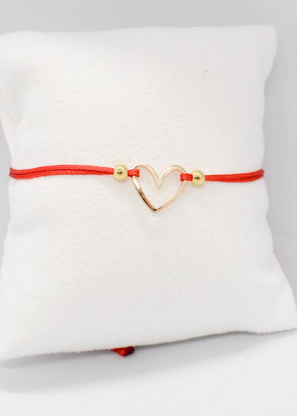 Red cord heart bracelet