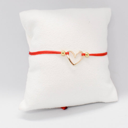 Red cord heart bracelet