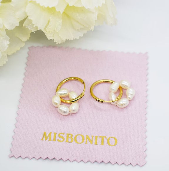 Round Pearl Hoops