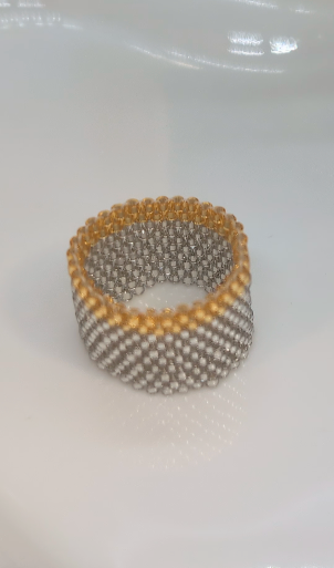 GOLDEN and SILVER BEADED RING