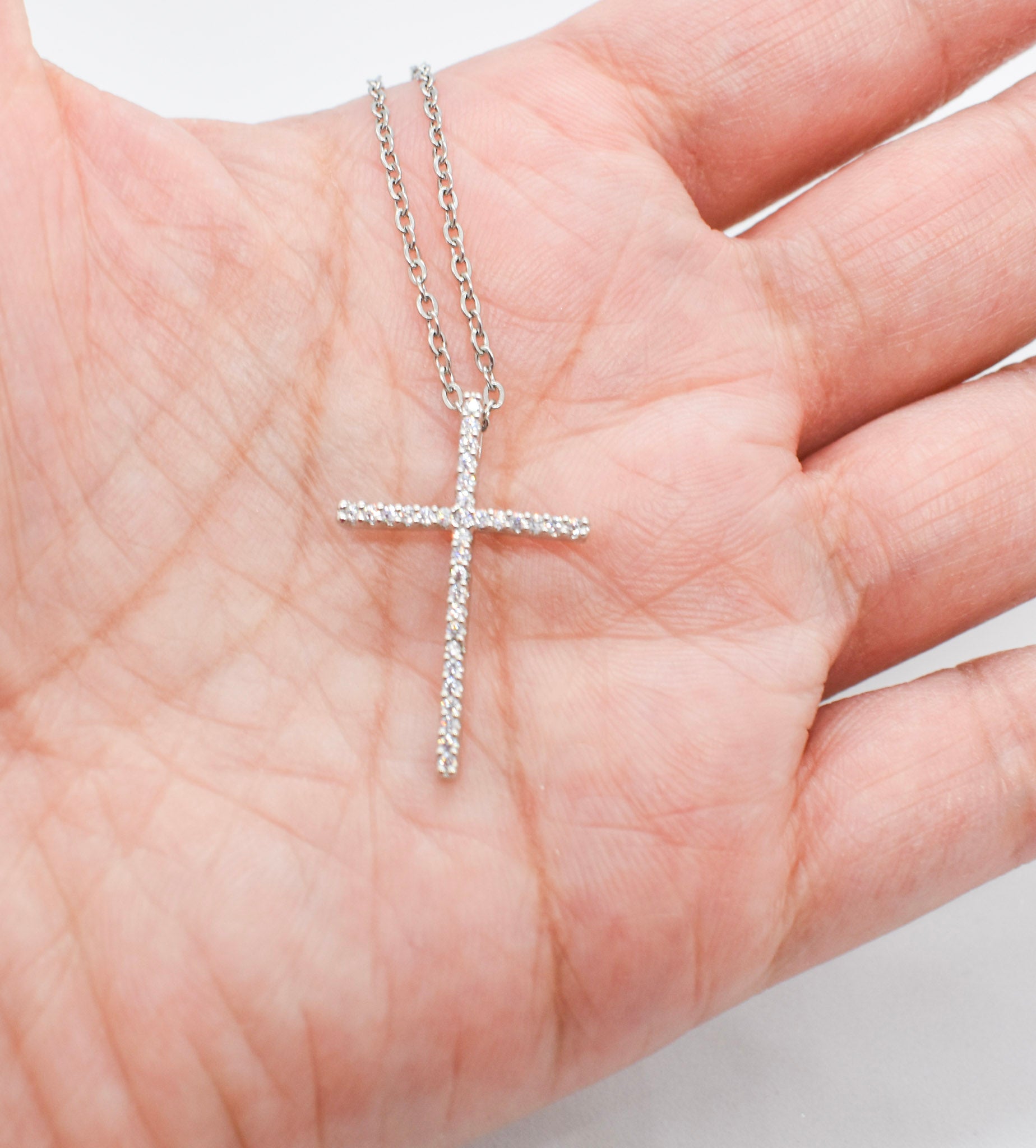 Silver Cross Charm Necklace