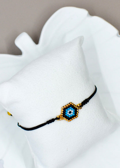 Small evil eye bracelet black