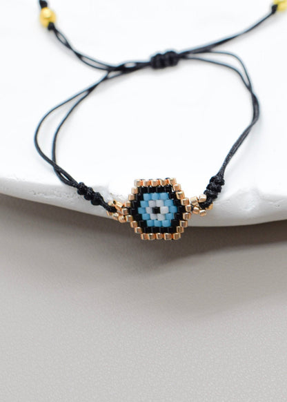 Small evil eye braceles black