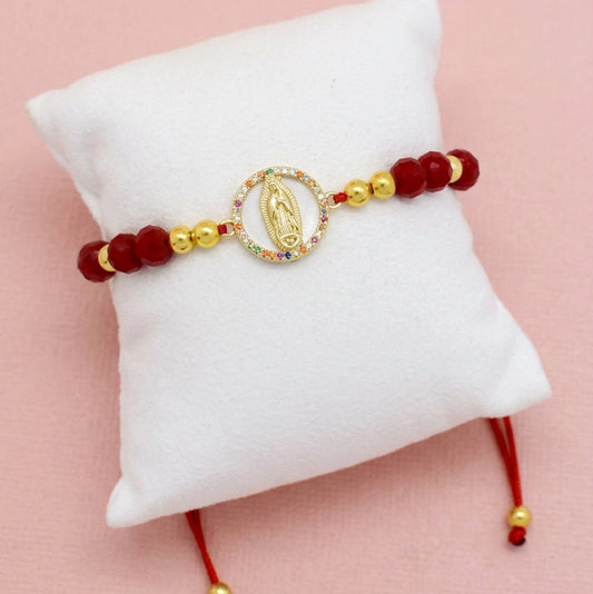 Virgin and crystals Zirconia Bracelet on a white pillow display