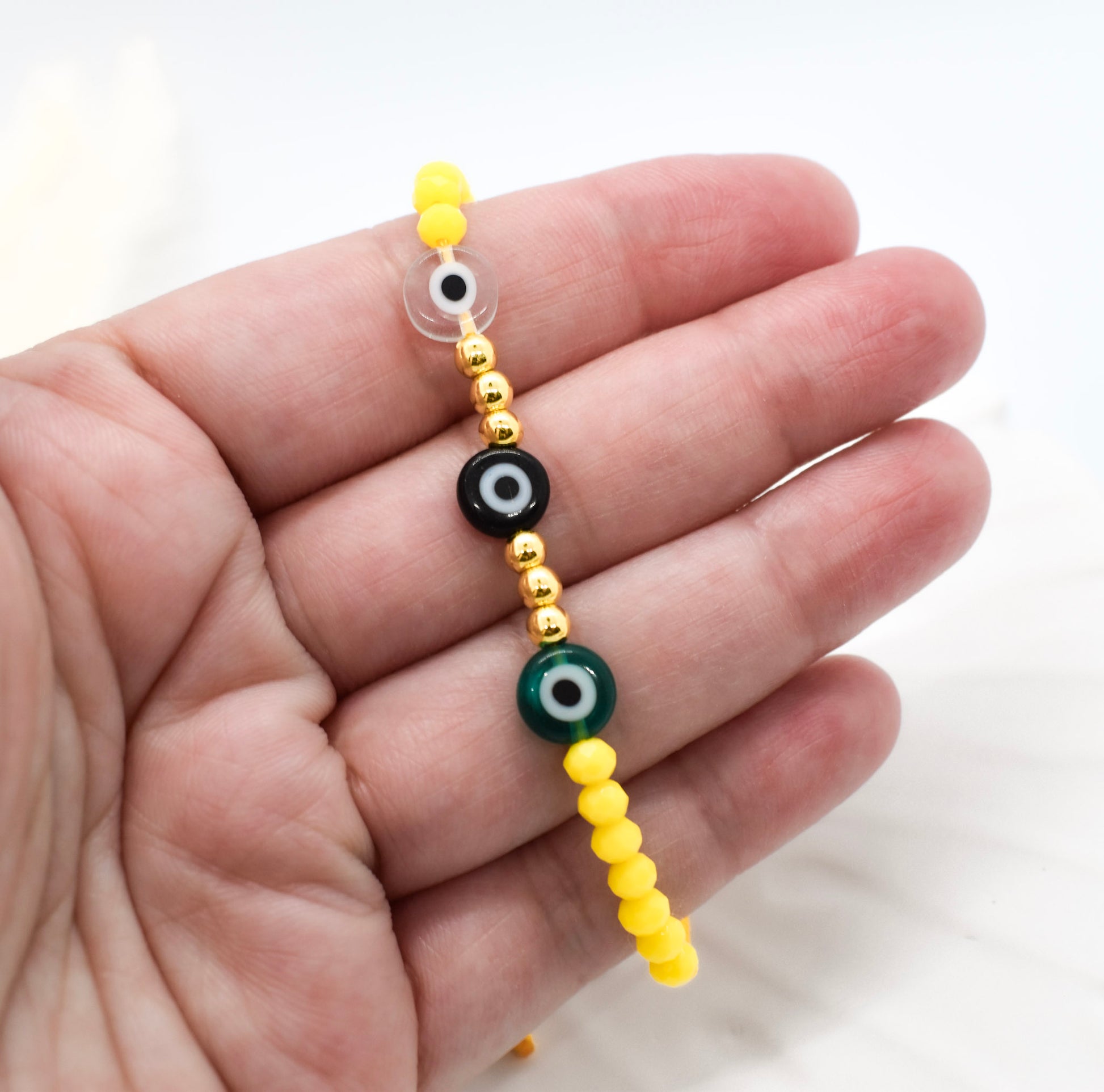 Yellow evil eye bracelet