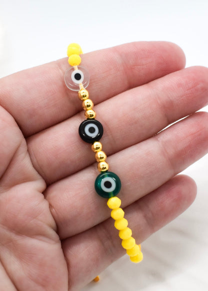 Yellow evil eye bracelet