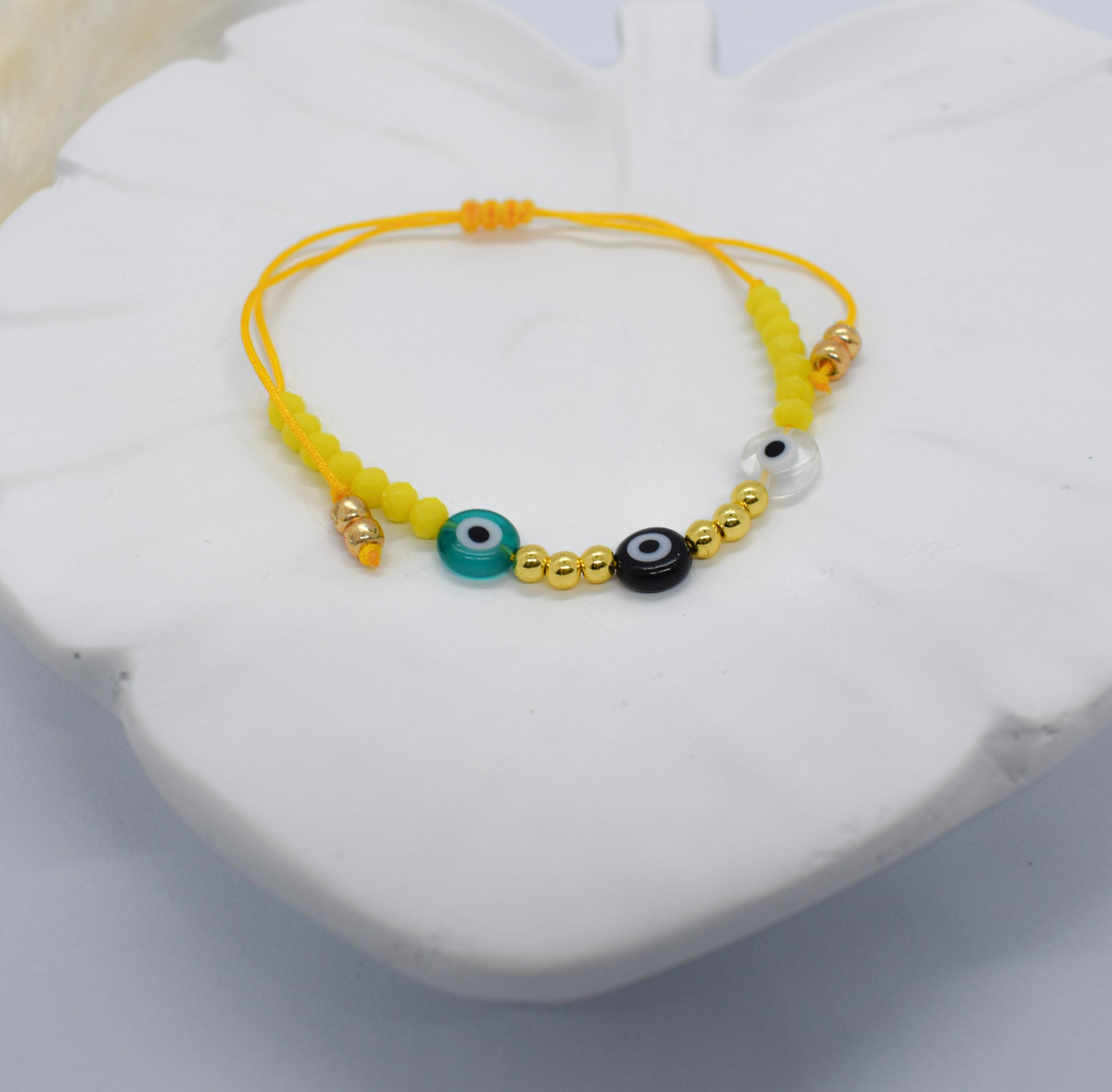 Yellow evil eye bracelet