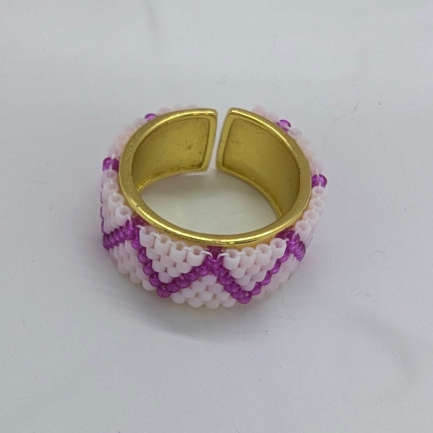 ZIG ZAG RING MIYUKI pink