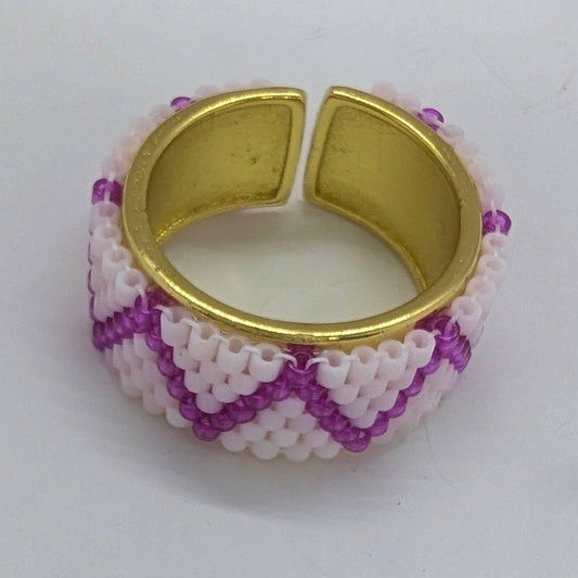 ZIG ZAG RING MIYUKI pink