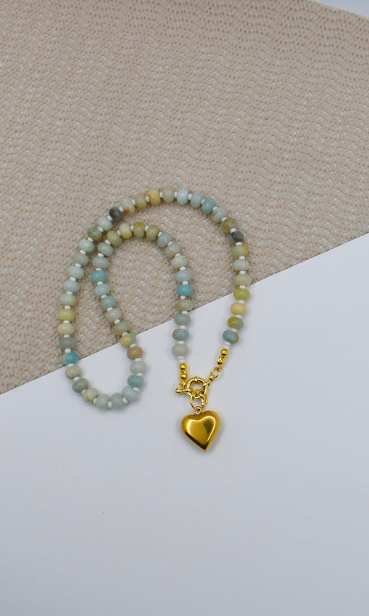 amazonite abacus necklace with a heart