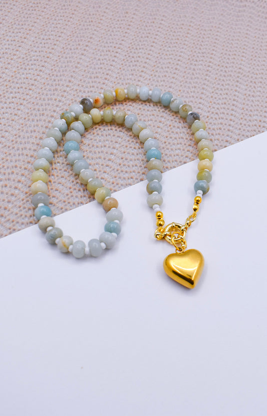 amazonite abacus necklace with a heart