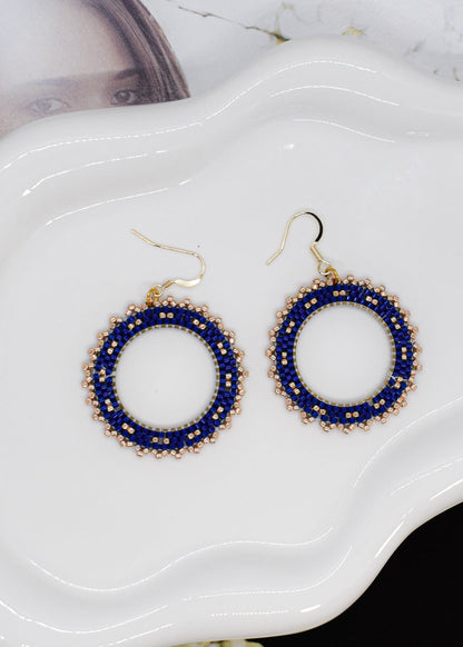 beaded blue earrings hoops