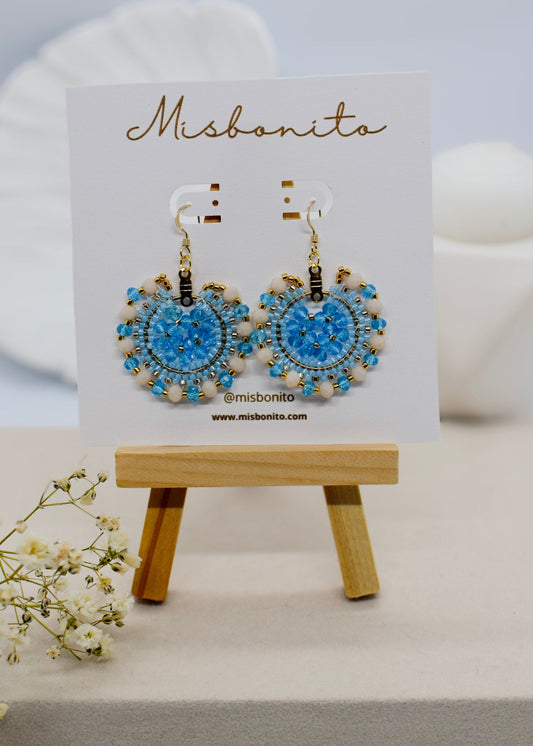 beaded blue earrings on a card