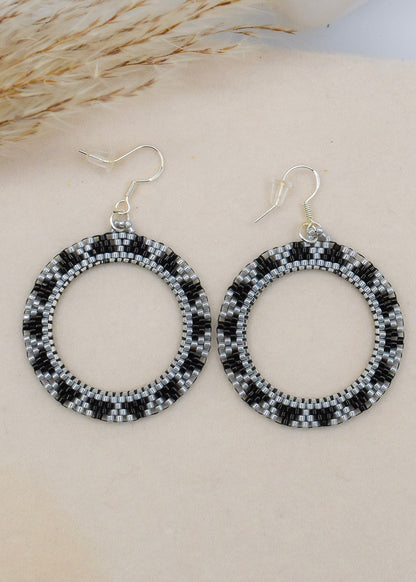 beaded hoops black and transparent