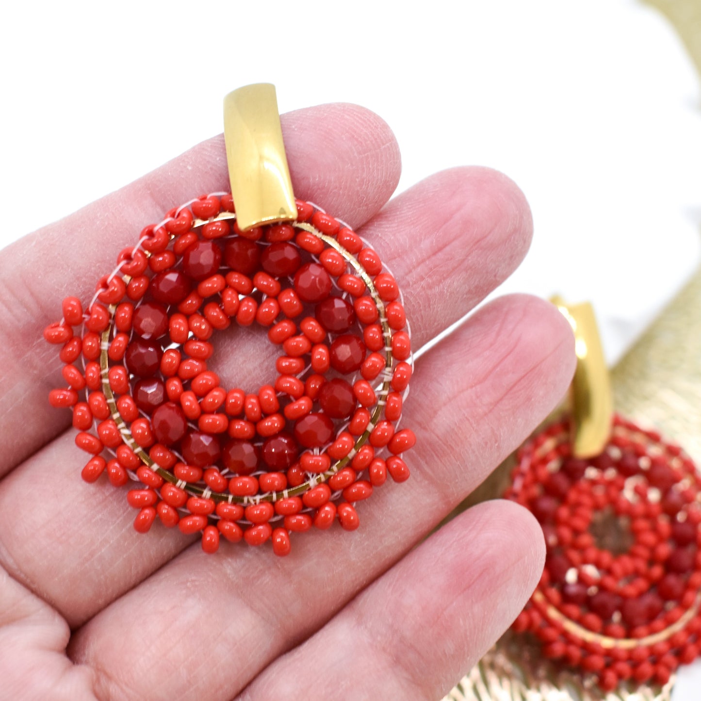 beaded round earrings