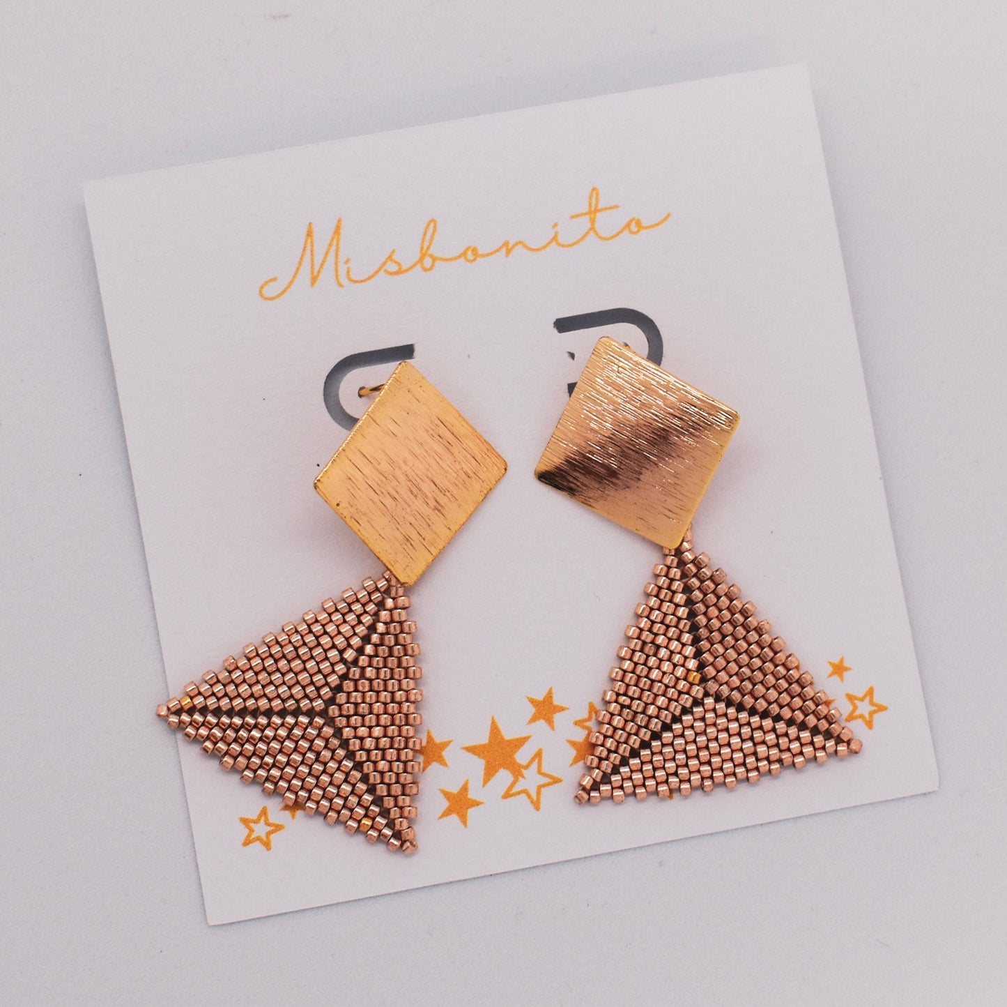 beaded triangle earrings