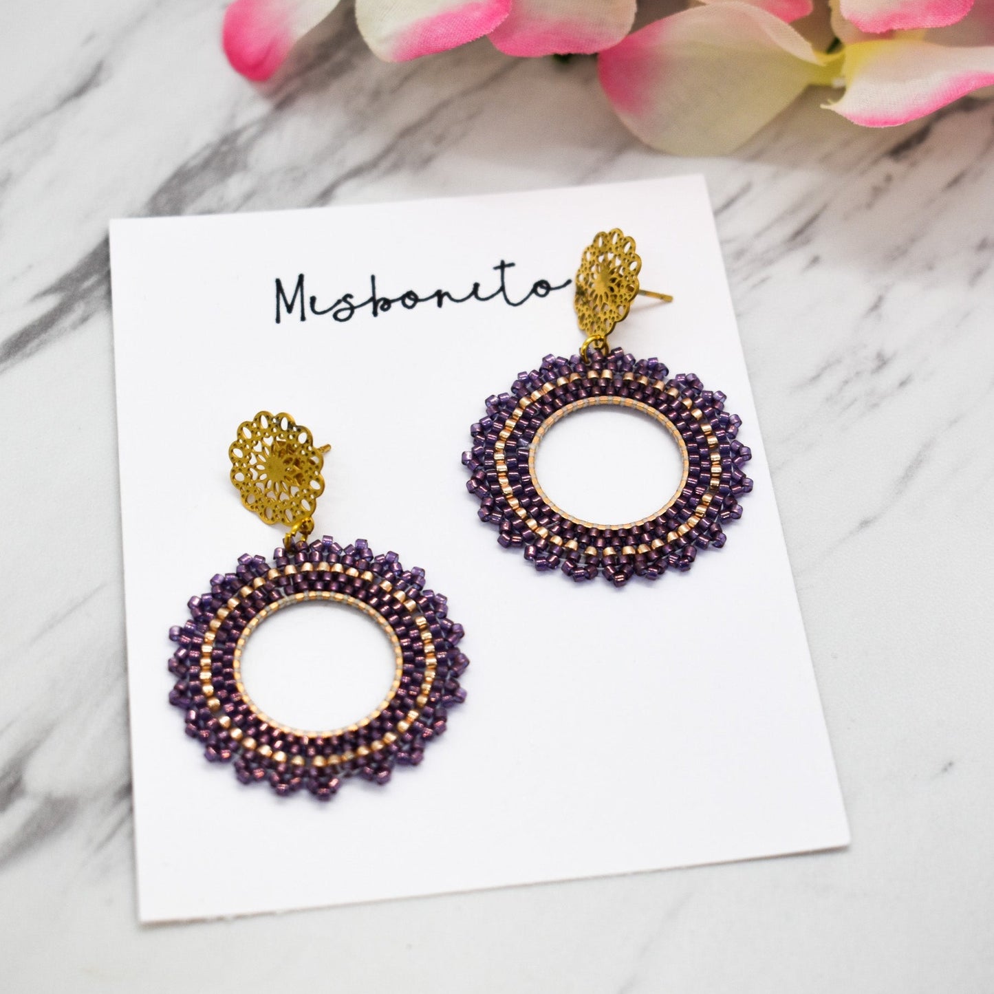 Purple beaded earrings