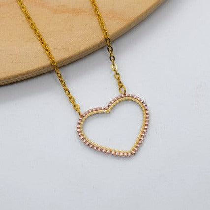 Golden Miyuki heart necklace