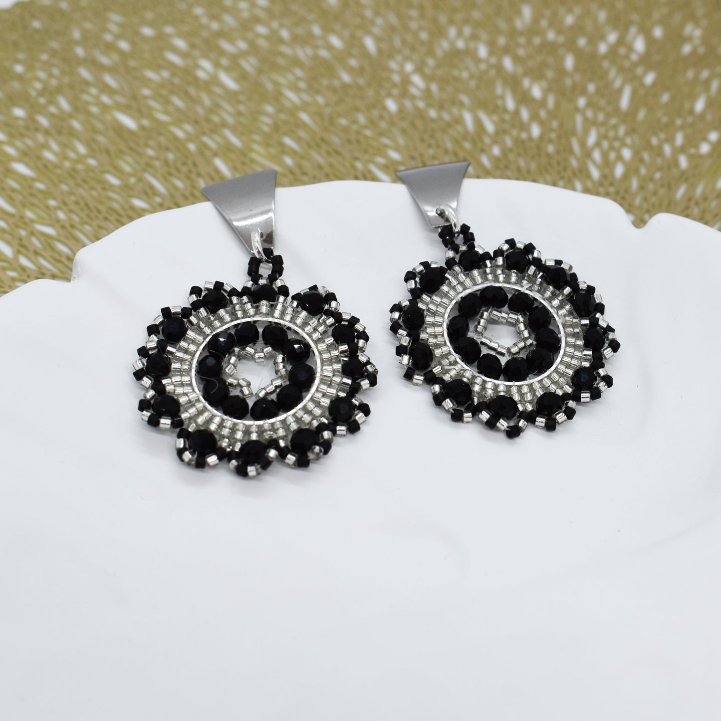 BOHO BLACK BEADED EARRINGS