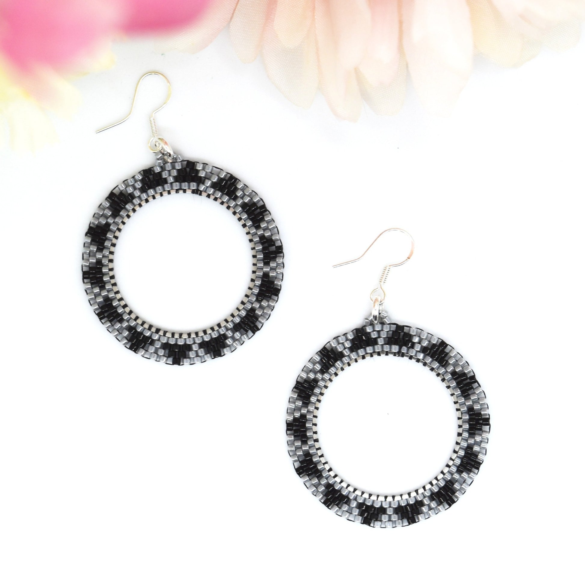 Black and silver beaded earrings