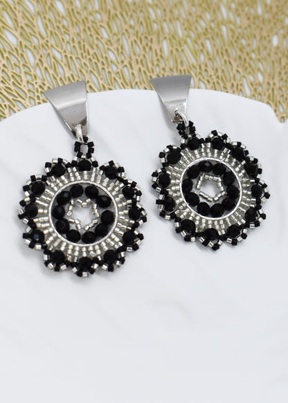 boho black beaded earrings 