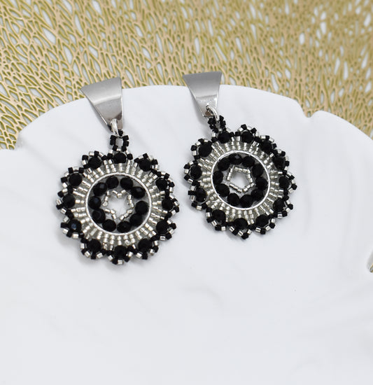 boho black beaded earrings 