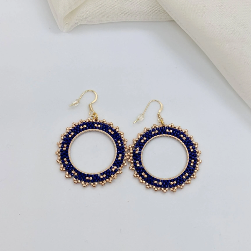 dark blue beaded earrings