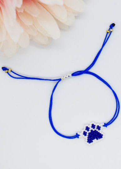 Blue beaded paw bracelet