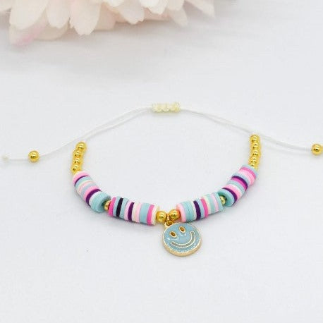 Happy face heishi beads bracelet