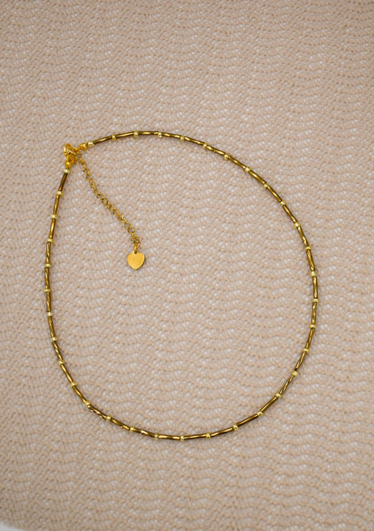 bronze tube beads necklace