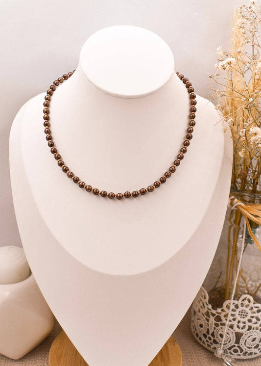 brown mini pearls necklace