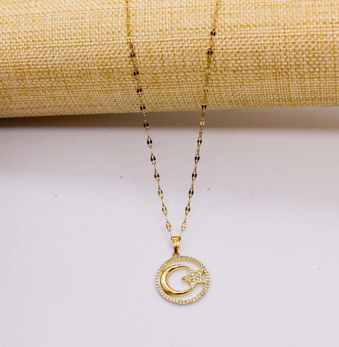 celestial necklace on stainless steel chain