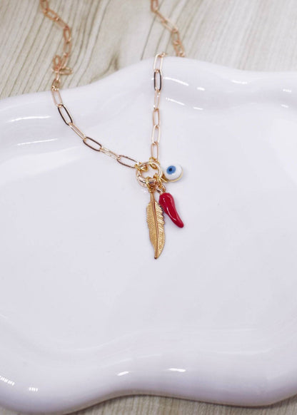 chili round lobster clasp necklace