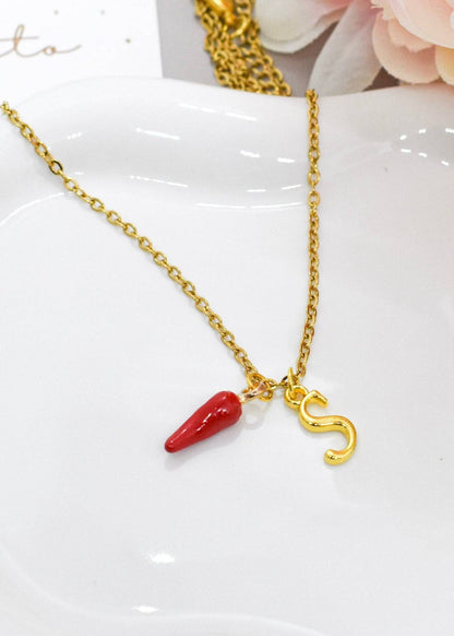chilli and letter necklace