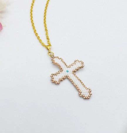 Miyuki cross necklace